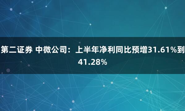 第二证券 中微公司：上半年净利同比预增31.61%到41.28%