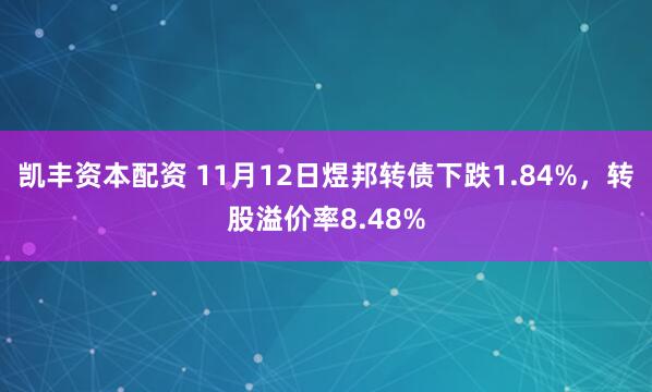 凯丰资本配资 11月12日煜邦转债下跌1.84%，转股溢价率8.48%